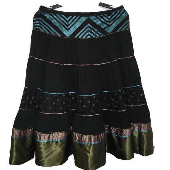 Catherine Malandrino Dresses & Skirts - Catherine Malandrino Black & Turquoise Hobo Skirt